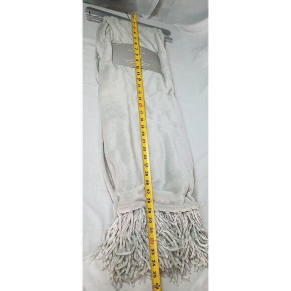 Birchmont Velvet Throw W/Fringe Gray 50x60 Blanket College Lounge Travel Dorm - Picture 3 of 4